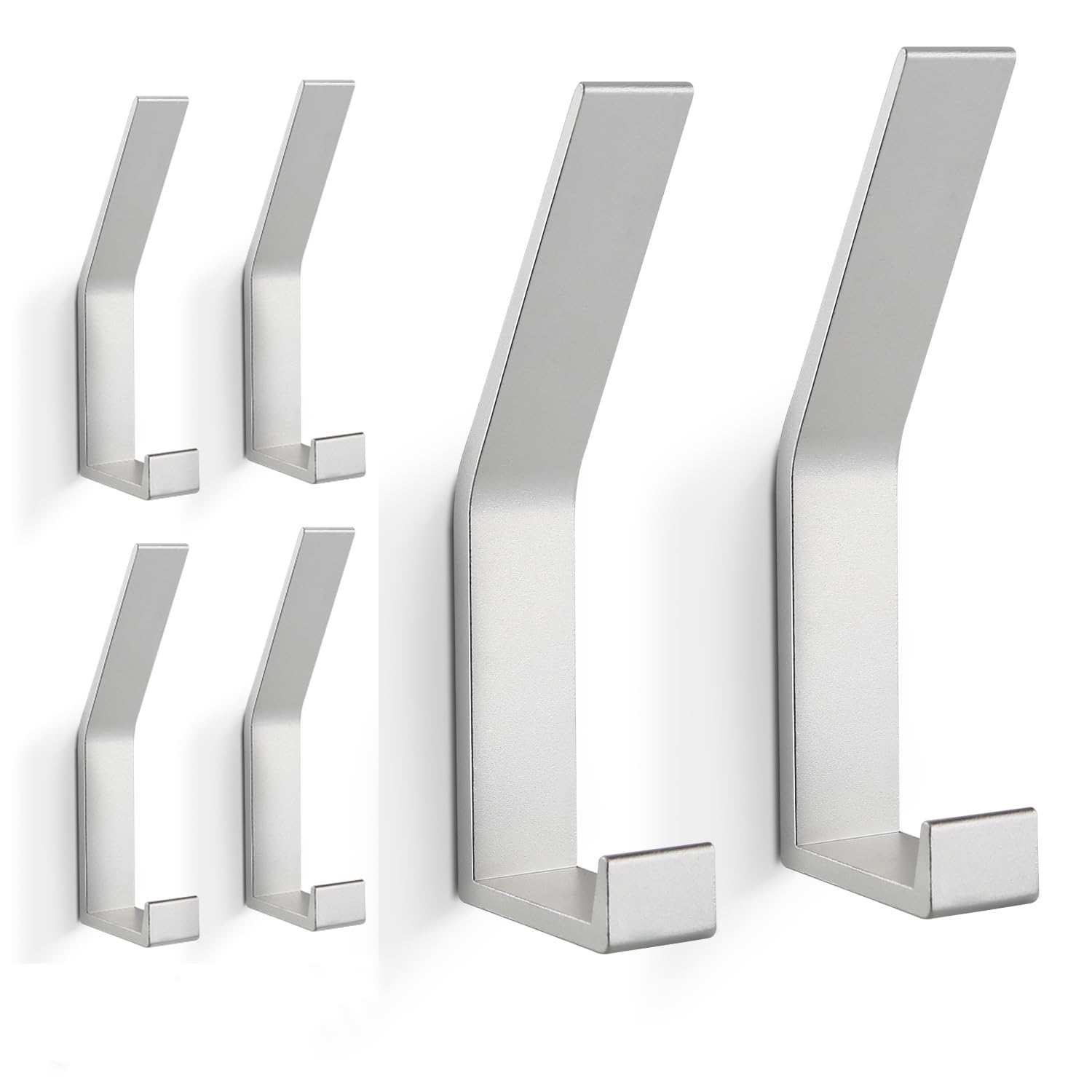 PDGROW Coat Hooks Wall Mounted, 6 Packs Wall Hooks for Hanging Clothes, Coat, Scarf, Towel, Rope, Keys, Hats, Screws Invisible Kitchen, Bathroom, Door, Cabinet, Hallways, Bedrooms Hooks (Silver)