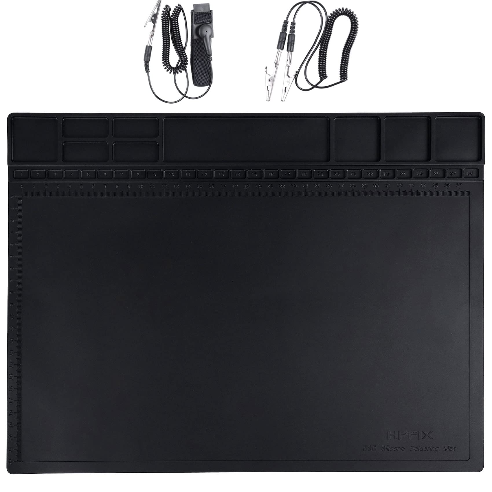 Anti Static Mat for Computer,Laptop,Cellphone,iPad Electronics Repair,HPFIX ESD Soldering Mat Heat Resistant with ESD Wrist Strap and Grounding Cord