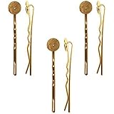 Beadaholique 6-Piece Metal Bobby Pins with Pad for Gluing, 10mm, 22K Gold