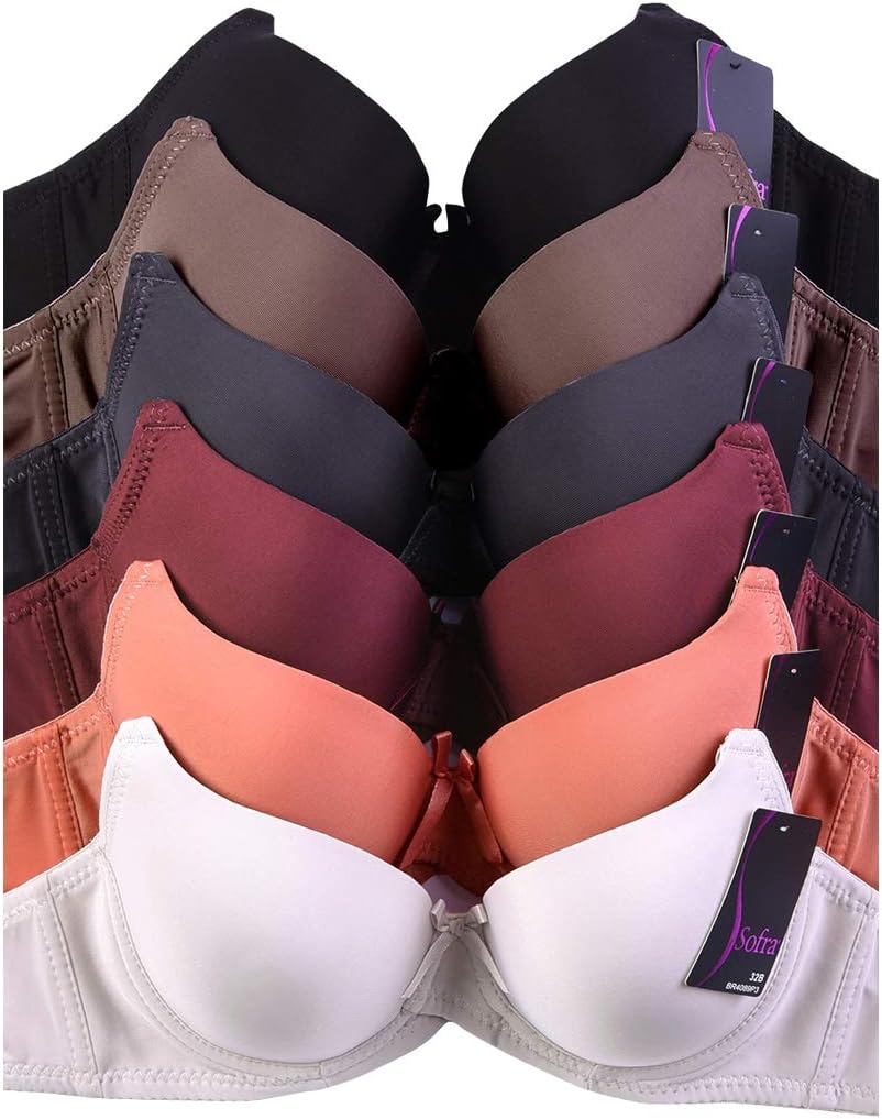 Women's Full Cup Push Up Lace Bras (Pack of 6)