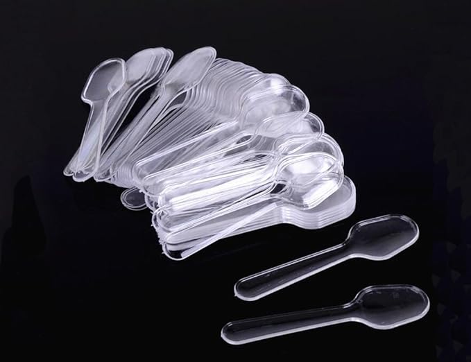 500PCS Clear Disposable Tasting Spoons Plastic Sampling Spoons Small