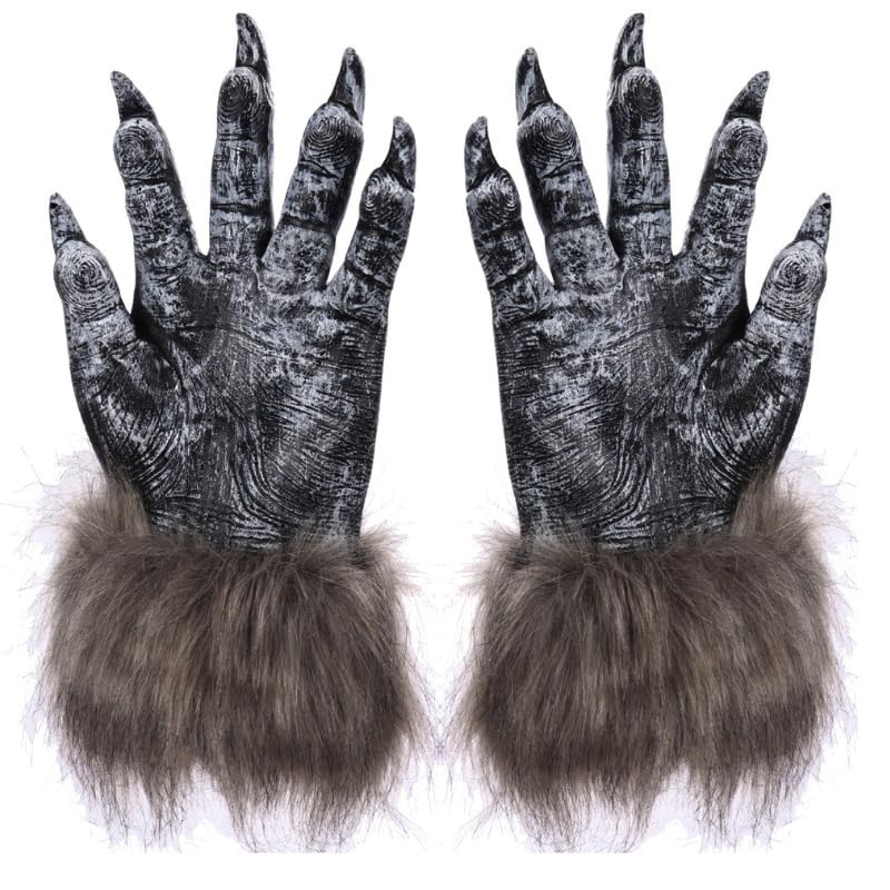 Halloween Werewolf Gloves Wolf Claws Glove Scary Wolf Furry Glove Werewolf Costume Accessory Animal Paw Glove Hairy Wolf Hands Glove Horror Monster Paw Glove Halloween Fancy Dress Cosplay Glove