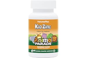 NaturesPlus Animal Parade KidZinc, Tangerine Flavor - 90 Animal-Shaped Lozenges - Organically Chelated Zinc - Vegan, Gluten Free - 90 Servings