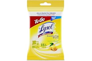 Lysol Disinfecting Wipes To-Go Pack, Lemon Scent, 15 Count (Pack of 10)