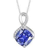FJ Square Princess Cut Birthstone Necklace 925 Sterling Silver Infinity Pendant Necklace Birthday Jewelry Gifts for Women