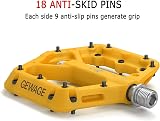 GEWAGE Mountain Bike Pedals Non-Slip Nylon 9/16 Wide Flat Yellow view 3