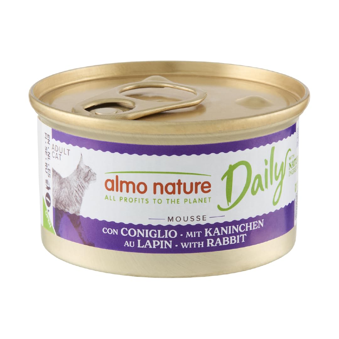 Almo Nature Daily - Wet Cat Food for Adult Cats - Mousse - Rabbit - 85 g, Pack of 24