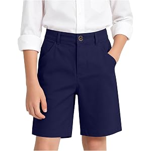 Zzalalana Uniform Shorts for Boys Girls Kids Flat Front Chino Shorts Summer Casual Golf Twill Dress Shorts with Pockets