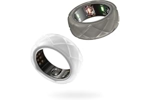 WCMYII 2-Pack Oura Ring Gen 3 Silicone Ring Cover, Oura Ring Protector Gen 3 Heritage Workout Thin Elastic Cover (White+Grey), Medium