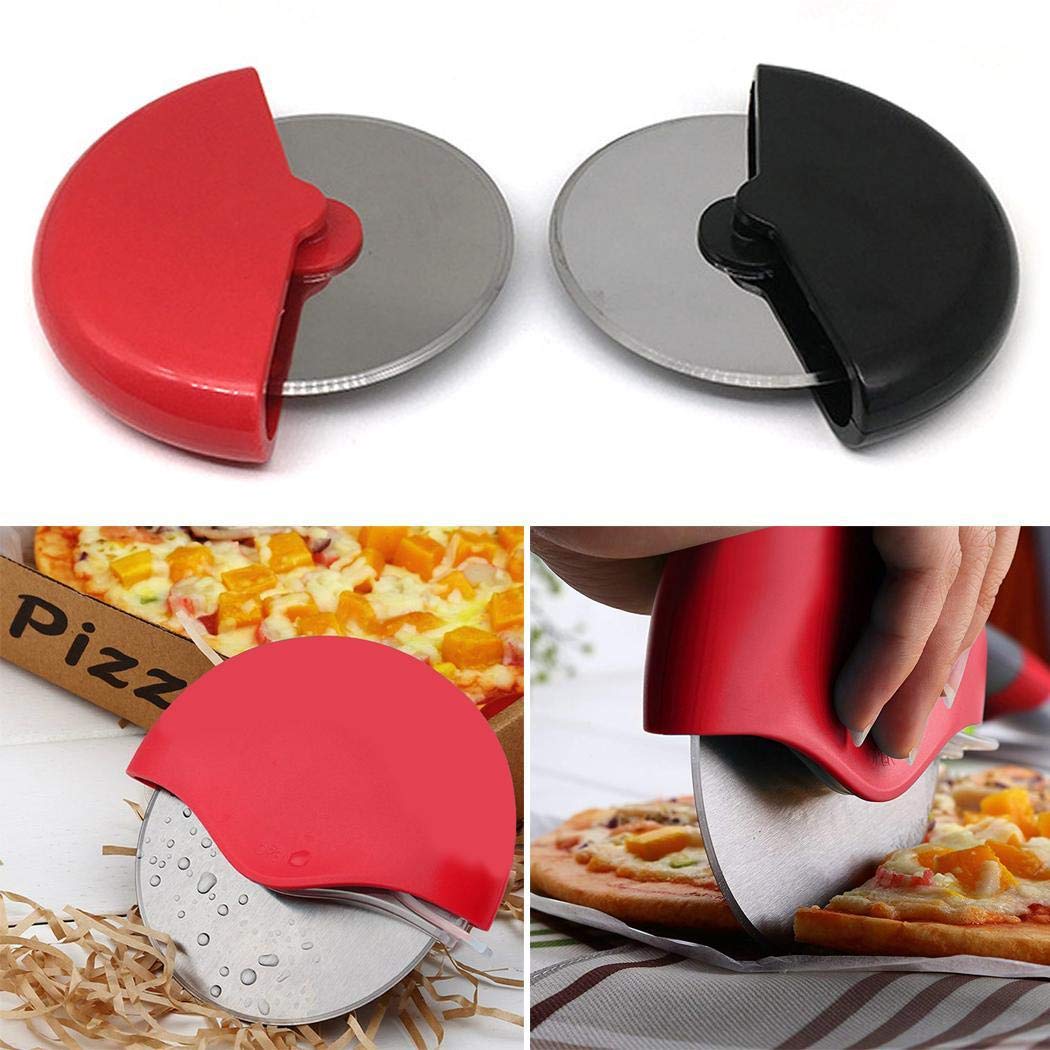 Yagot Edelstahl Gebäck Pizzaschneider Küchenwerkzeug Pizza Rad Messer Hob Graters (Rot)