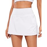 CRZ YOGA Pleated Tennis Skorts Skirts for Women with Pockets 13'' - High Waisted Golf Skirts Workout Casual Skirts