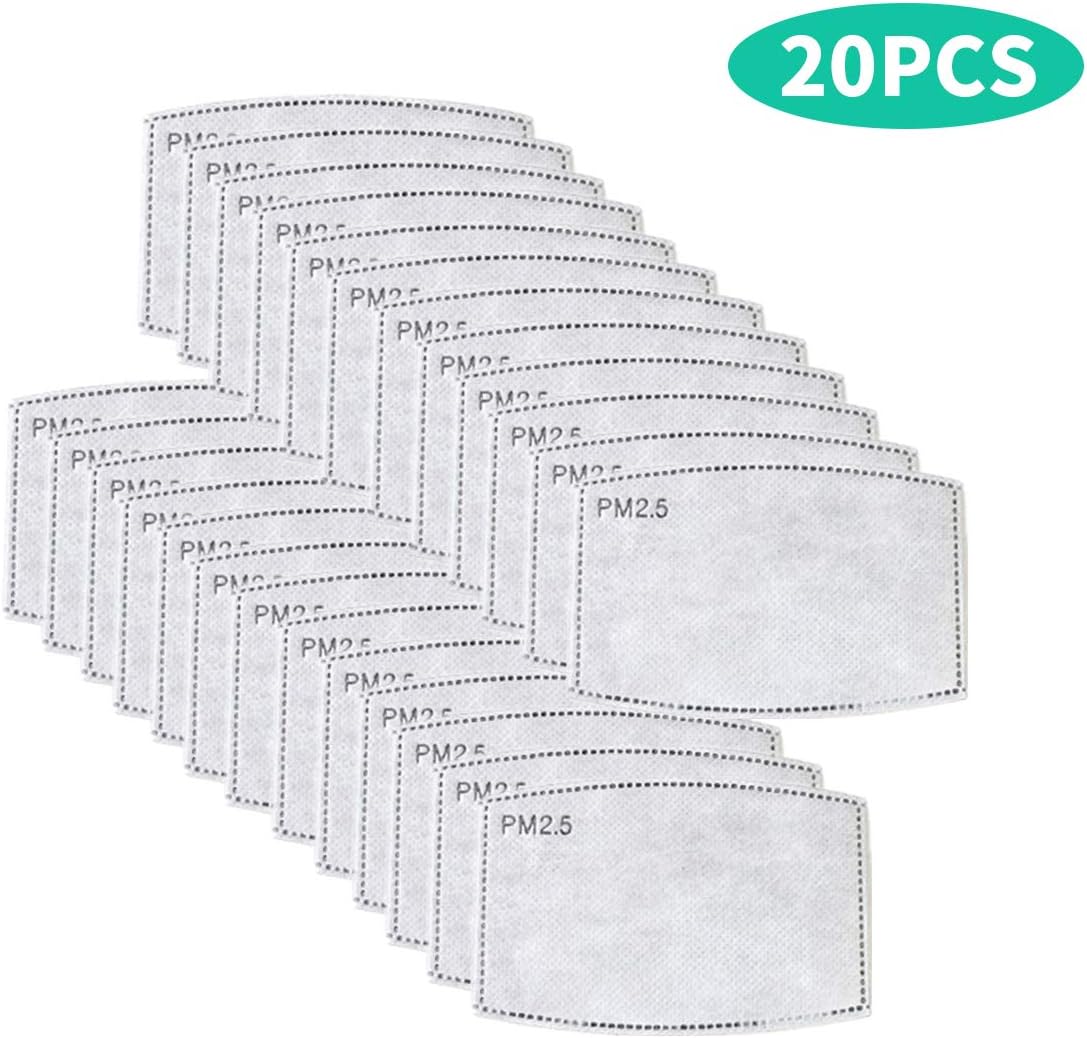 PM2.5 Replaceable Filters with 5 Activated Carbon Layers Anti Haze for Face Mask Insided with Filter Slot Health Protection(20pcs)