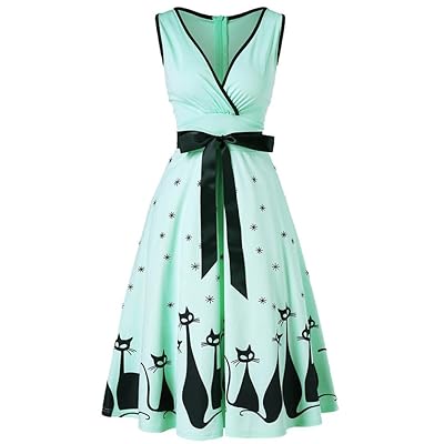 white christmas dresses Collectif 50s Jade Postie the Cat Pink Flared Dress – Cherry Red Vintage