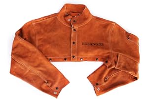 EULANGDE Premium Heat Resistant Leather Welding Cape Sleeve,Adjustable Cuffs, Adjustable Collar for Men and Women (Brown, X-Large)