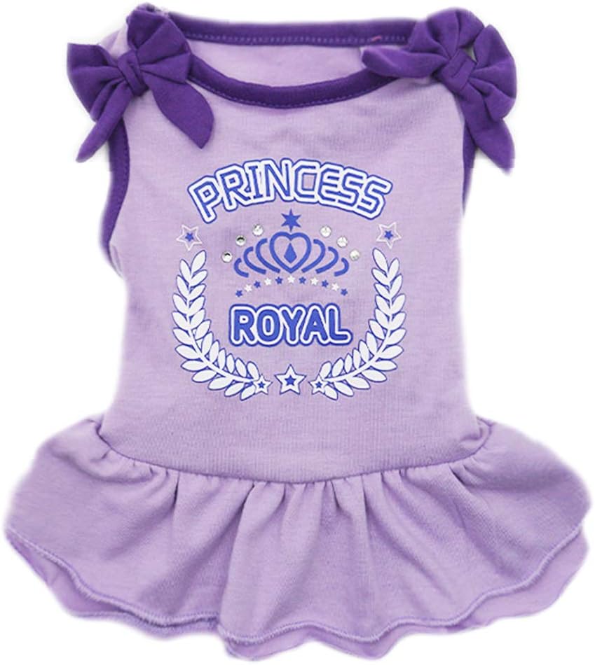 KYEESE Dog Princess Dresses Girl Bowtie Doggie Sundress Beach Dress for Small Dogs
