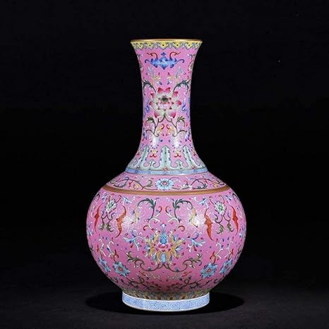 Amazon 花瓶 花瓶の装飾中国風のアンティークハンドメイドセラミックフラワーベースコレクション景徳鎮の磁器ロータスデコレーション花瓶 花器 インテリアボウル オンライン通販