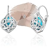 Celtic Knot Turquoise Earrings for Women Sterling Silver Hypallergenic Leverback Earrings Classic Jewelry Gifts for Mom Wife