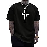 Floerns Men's Summer Causal Cross Graphic Print Short Sleeve T Shirts Crewneck Tee Tops