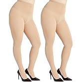 G&Y 2 Pairs Women's Plus Size Tights Semi Opaque - 60D Control Top Pantyhose with Reinforced Toes