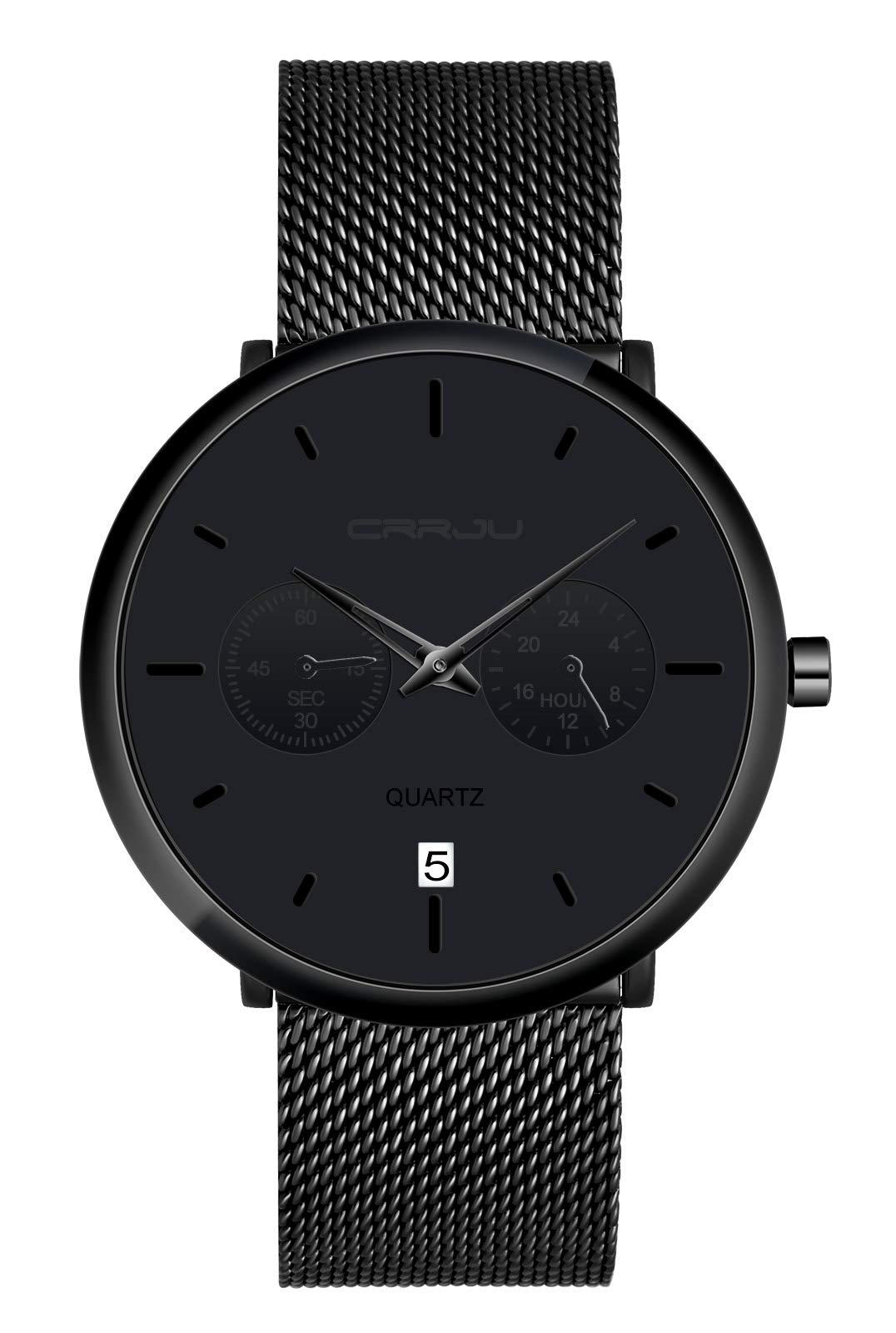 MicLee Men's Boy's Wrist Watches, Quartz Watch, Business Watch, Student Casual Watch, Alloy Watch with Calendar, Mineral Glass dial Window, Stainless Steel mesh Band