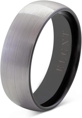 Elgnt Designs 8mm Silver Black Brushed Tungsten Mens Wedding Ring Band Mens Wedding Band Engagement Ring Promise Ring Size Amazon Com