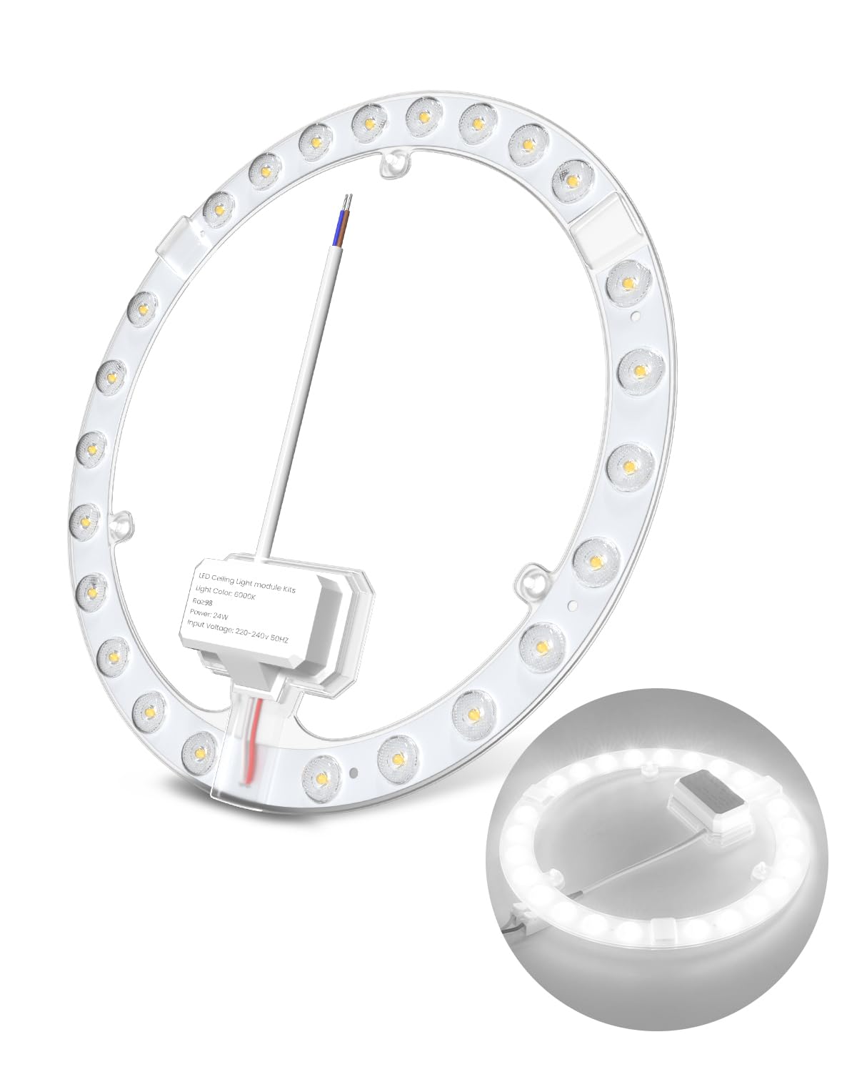 DoRight 24W LED Light Engine Retrofit with Built-in Magnets, LED Ceiling Fan Light Kit Replacement for Flush Mount Ceiling Light, Circle Fluorescent Bulb Replacement, Super Bright Cool White 6000K