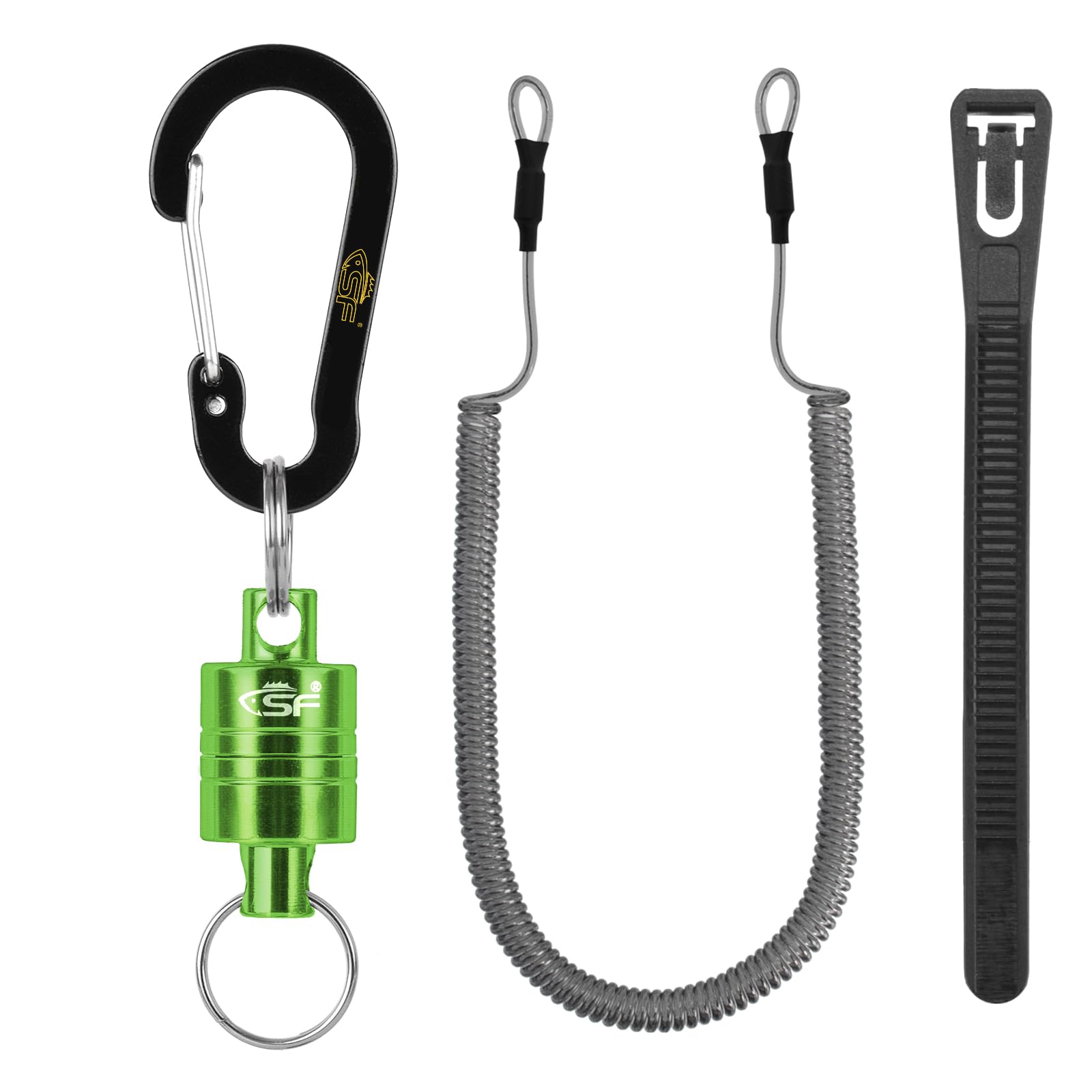 SF Strongest Magnetic Release Holder with Coiled Lanyard Carabiner - Green