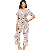 Gbjiemia Cute Chihuahua Pajamas for Women Set Ladies Pajamas Sets Summer Capri Pj Sets for Women 2 Piece Size S-XXL