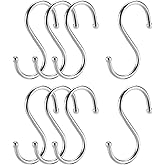 uxcell Stainless Steel S Hooks 2" S Shaped Hook Hangers for Kitchen Bathroom Bedroom Storage Room Office Outdoor Multiple Uses 8pcs