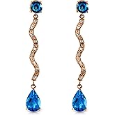 14k Rose Gold Earrings with Diamonds and Blue Topaz