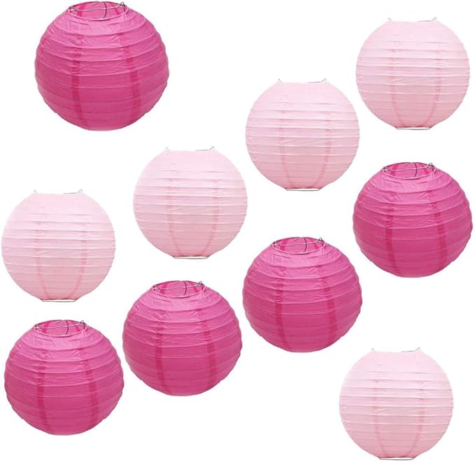 Amazon ピンク 紙提灯 ローズレッド 紙ちょうちん 丸型 装飾用ランタン パーティー イベント お祭り 誕生日 結婚式 テーマパーティー デコレーション10個セット 直径 30cm 12in パーティーグッズ おもちゃ