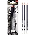 Brusarth 3pc Eraser Set - Fine Detail Eraser for Sketching, Charcoal Drawings & Colored Pencils
