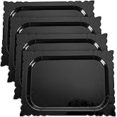 Honeydak 4 Pcs Rectangle Serving Trays Heavy Duty Disposable Paper Cardboard Serving Platter for Food Tea Fruit Trays Cupcake Display Dessert Table Decorations Birthday Party Supplies (Black)