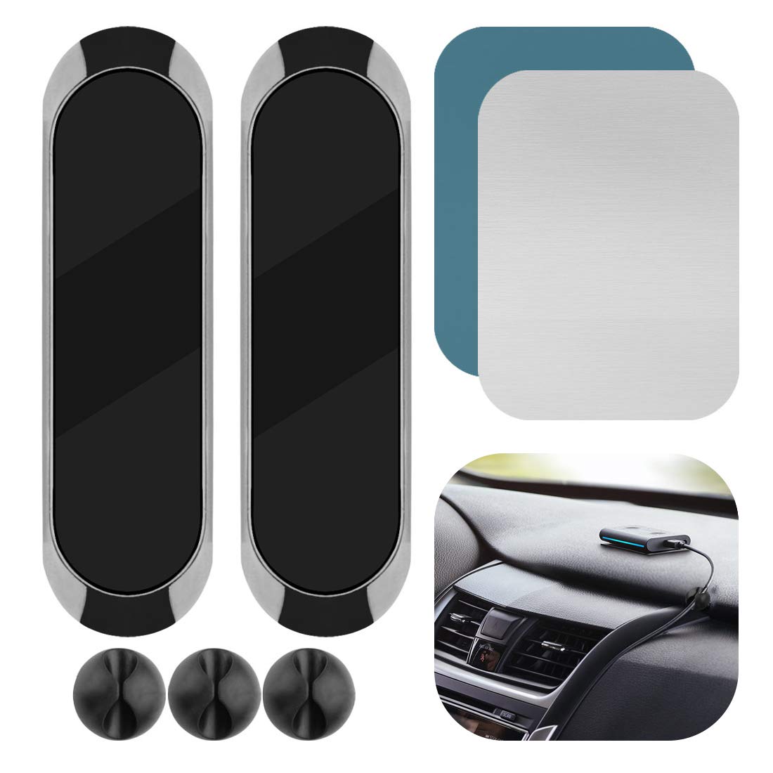 GEEKRIA Magnetic Car Mount Compatible with Echo Auto, Universal Dashboard Car Bracket with Strong Magnets (Silver)