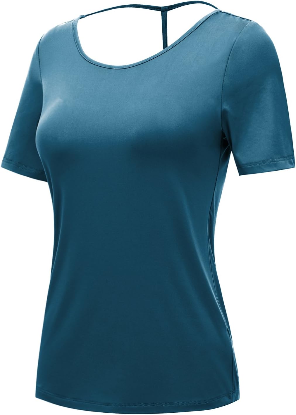 REGNA X NO BOTHER Women's V Neck Regular size Workout Active Short Sleeve Tee,17401_teal Blue,Large