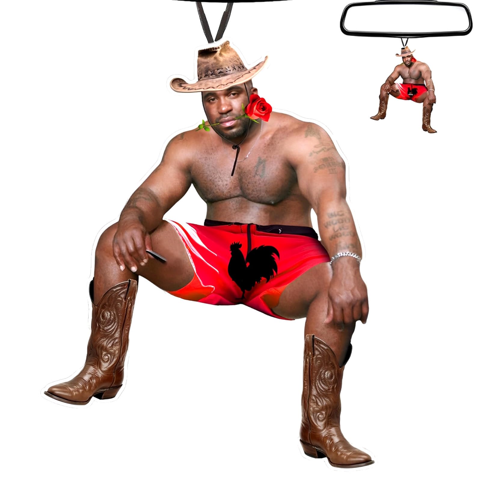 Novelty Car Air Freshener, Double-Sided Hanging Ornament, 3.9 Inches, New Car Scent (One Size, Cowboy) (Cowboy, One Size)