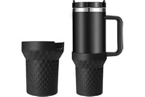 Thxbag Silicone Boot for Stanley Cup 40oz, Black Boot Sleeve Cover Fit with Stanley H2.0 and Quencher Adventure Tumbler Accessories (Black, 40 oz)