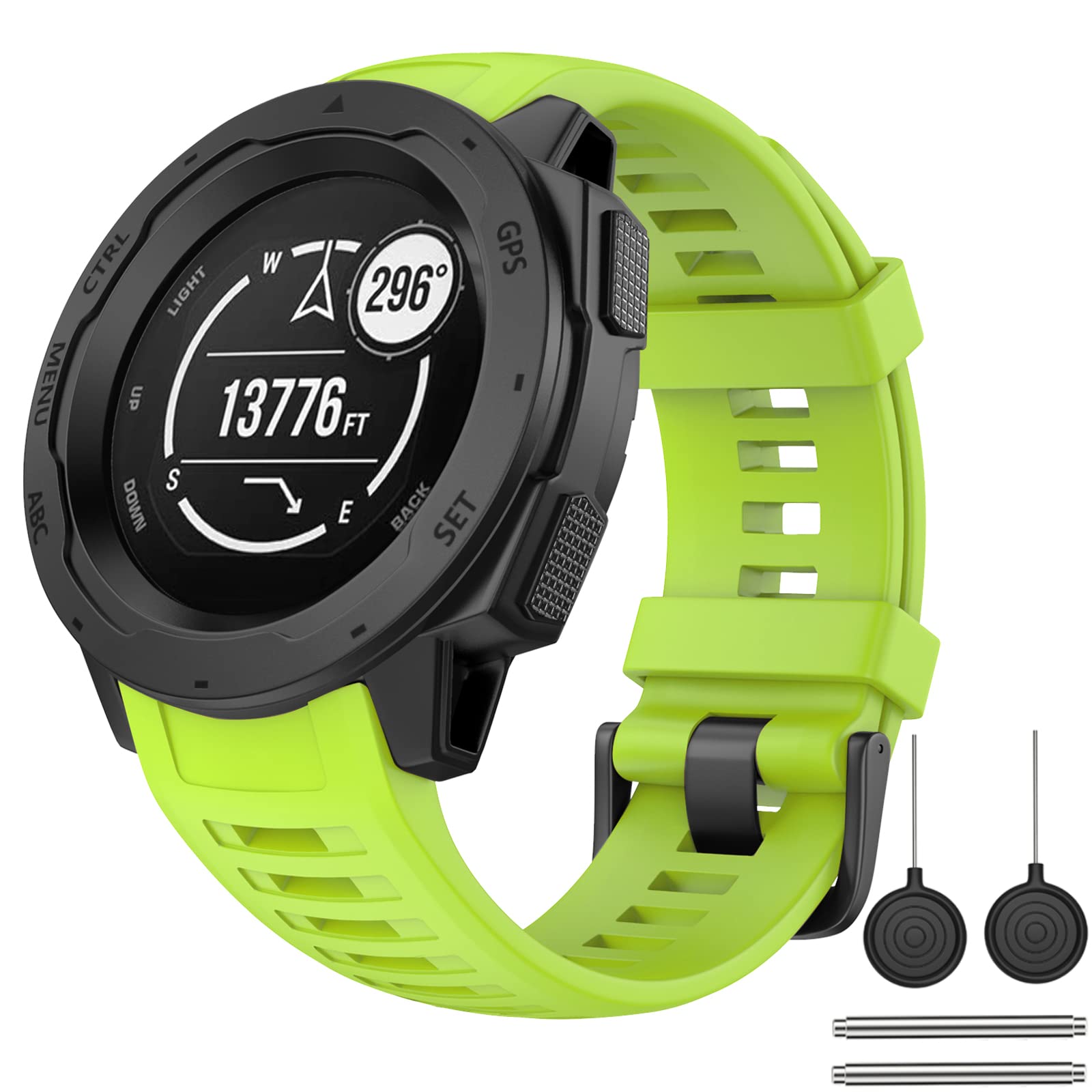 OVERSTEP Compatible with Garmin Instinct Band, Soft Silicone Replacement Watch Strap Compatible with Garmin Instinct/ Solar/ Tactical /Instinct 2, green