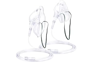 ANSNF 2 Pack Oxygen Mask for Face Adult with 6.6' Tube & Adjustable Elastic Strap - Size M+L (Clear) - NO CUP