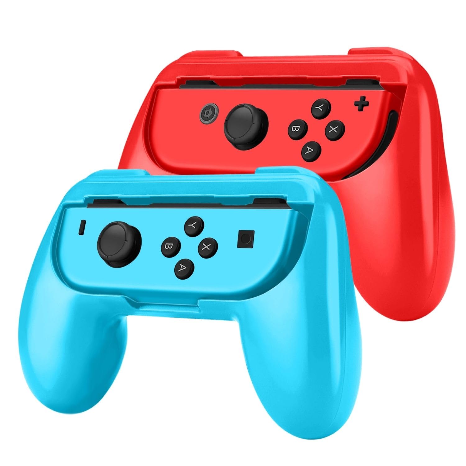 TN Grip for Nintendo Switch/OLED (2 Pack Red + Blue) Comfortable Grip Wear Resistant Handle Game Controller Kit Accessory for Nintendo Switch, Switch OLED