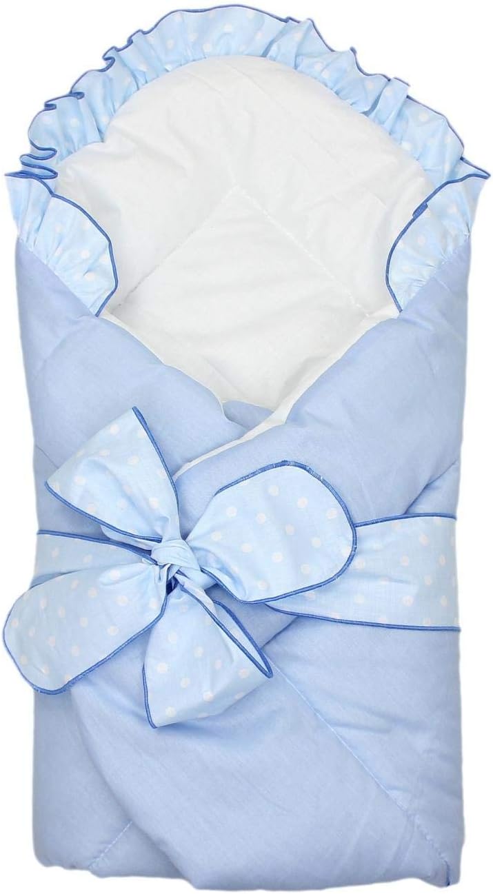 TupTam Baby Swaddle Blanket Padded Wrap with Deco Bow, Blue, 70 x 70 cm