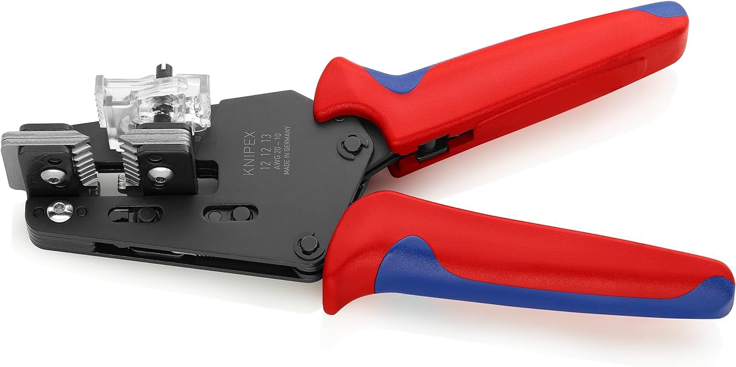 KNIPEX Precision Insulation Stripper with Adapted Blades with Multi-Component Handles 195 mm, 12 12 13