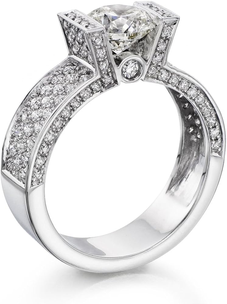 Diamond Engagement Ring in 18K Gold / White GIA Certified, Round, 1.70