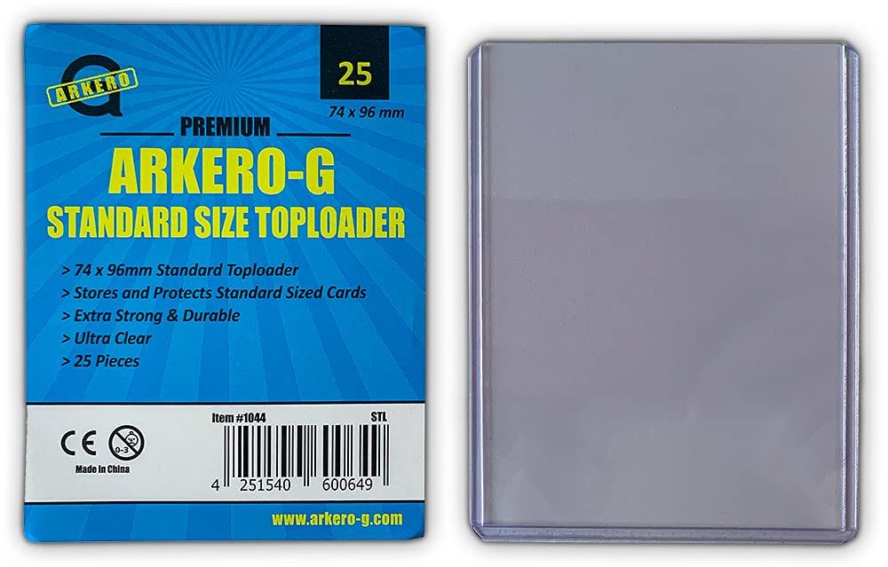 Arkero-G Plastic Standard Toploader Protective Case for 25 Standard Trading Cards (Transparent)