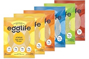egglife foods, egg white wraps, 6 - 6 packs, 2 Original, 1 Everything Bagel, 1 Southwest, 1 Italian, 1 Sweet Cinnamon - Gluten Free, Dairy Free, No Flour, Sugar Free, Keto Friendly, Paleo, Low Net Carb, Protein Packed
