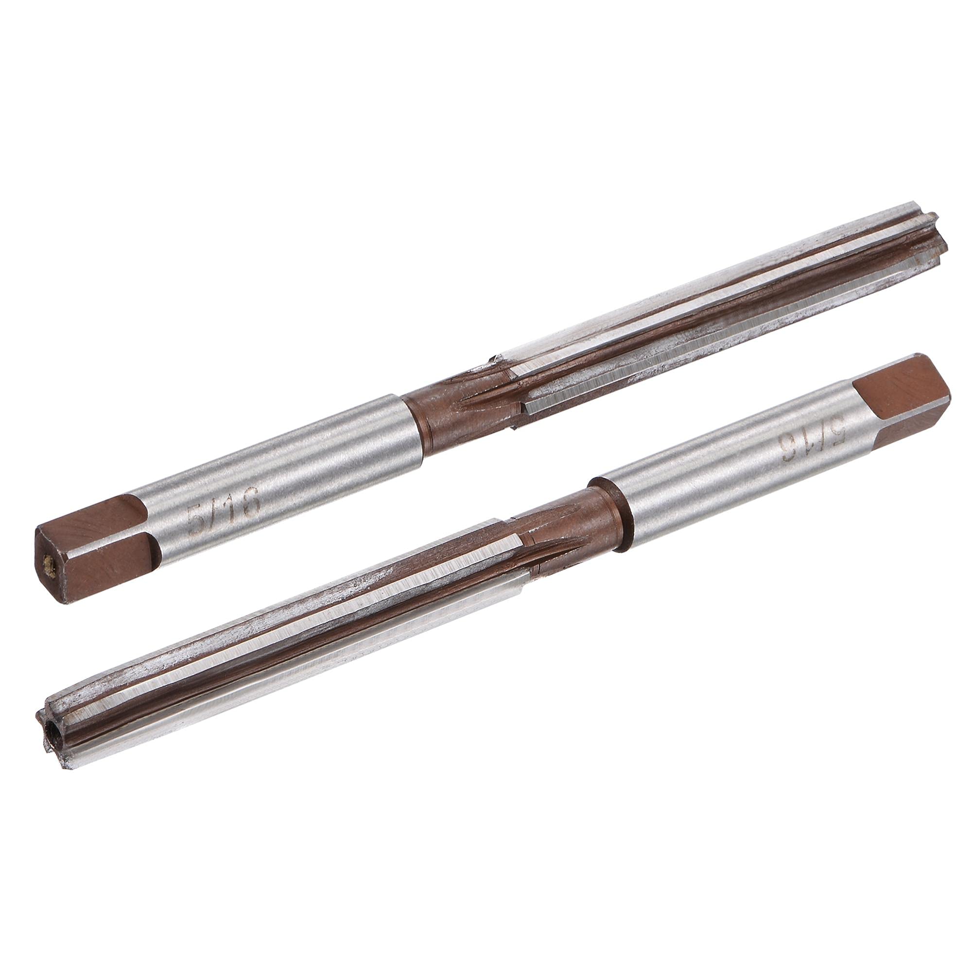 sourcing map 5/16" Hand Reamer H8 Accuracy Alloy Tool Steel 6 Flutes Straight Shank Milling Cutter Tool 2pcs