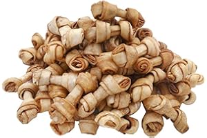 MON2SUN Dog Rawhide Knot Bones Small Rawhide Bones Mini Dog Chews Chicken Flavour 2.5 Inch 60 Count for Puppy and Small Dogs