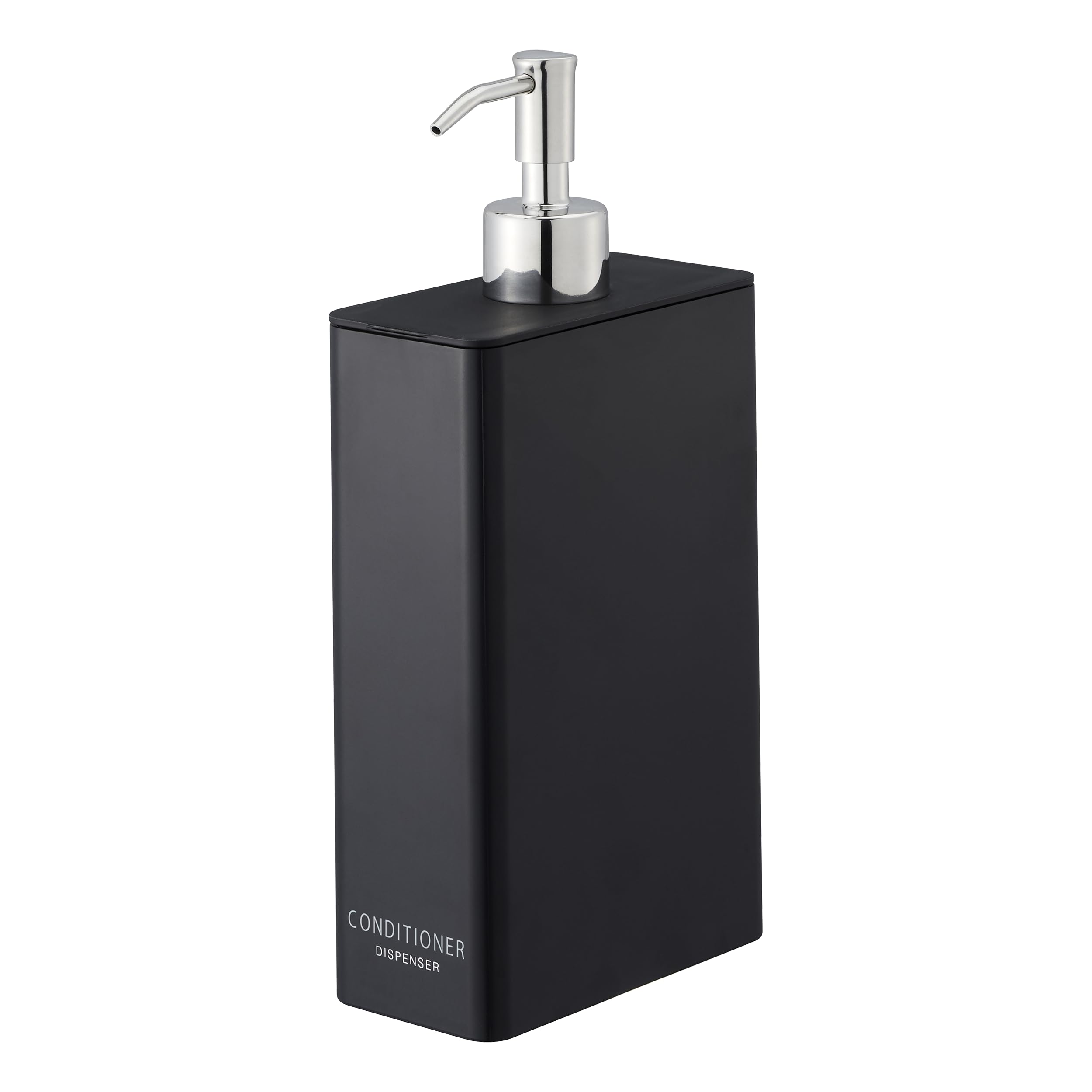 Yamazaki Home Conditioner Dispenser-Contemporary Bottle Pump for Shower, ABS Resin, Stainless, Polyethelene, Black, One Size