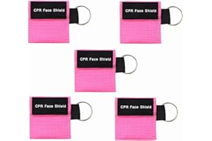 LSIKA-Z Pack of 5pcs CPR Face Shield Mask Keychain Keying CPR Face Shields Pocket Mask (Pink-5)