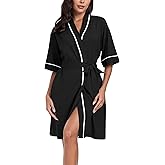 EA'S SECRET Women's 100% Cotton Summer Short Robes Lightweight Spa Robe Soft Knit Kimono Bathrobes with Pockets 1 PACK